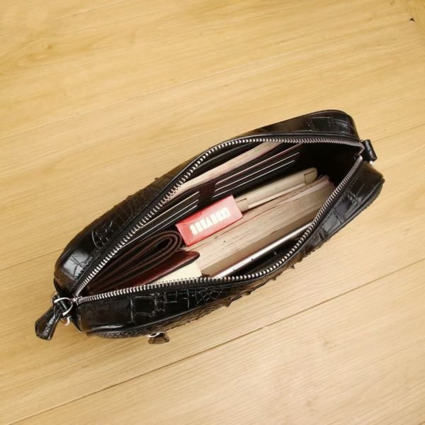 Crocodile leather men's dual-use crossbody bag horizontal men's multi grid multi-layer business bag