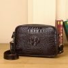 Crocodile leather men's dual-use crossbody bag horizontal men's multi grid multi-layer business bag