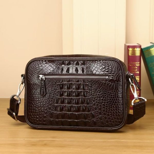 Crocodile leather men's dual-use crossbody bag horizontal men's multi grid multi-layer business bag