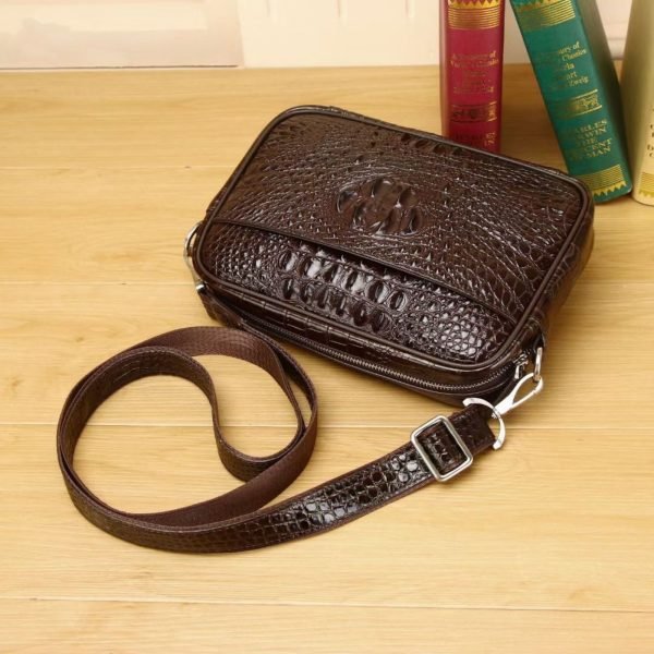 Crocodile leather men's dual-use crossbody bag horizontal men's multi grid multi-layer business bag