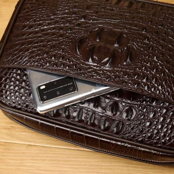 Crocodile leather men's dual-use crossbody bag horizontal men's multi grid multi-layer business bag